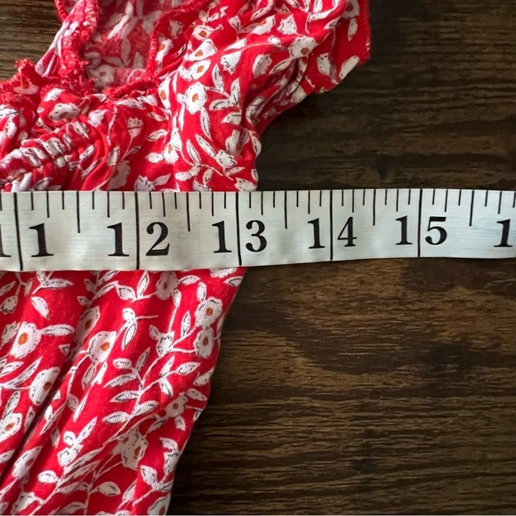 Princess Polly Red Floral Mini Dress Size 2 Feminine Romantic Ruffle Festival - Picture 13 of 16